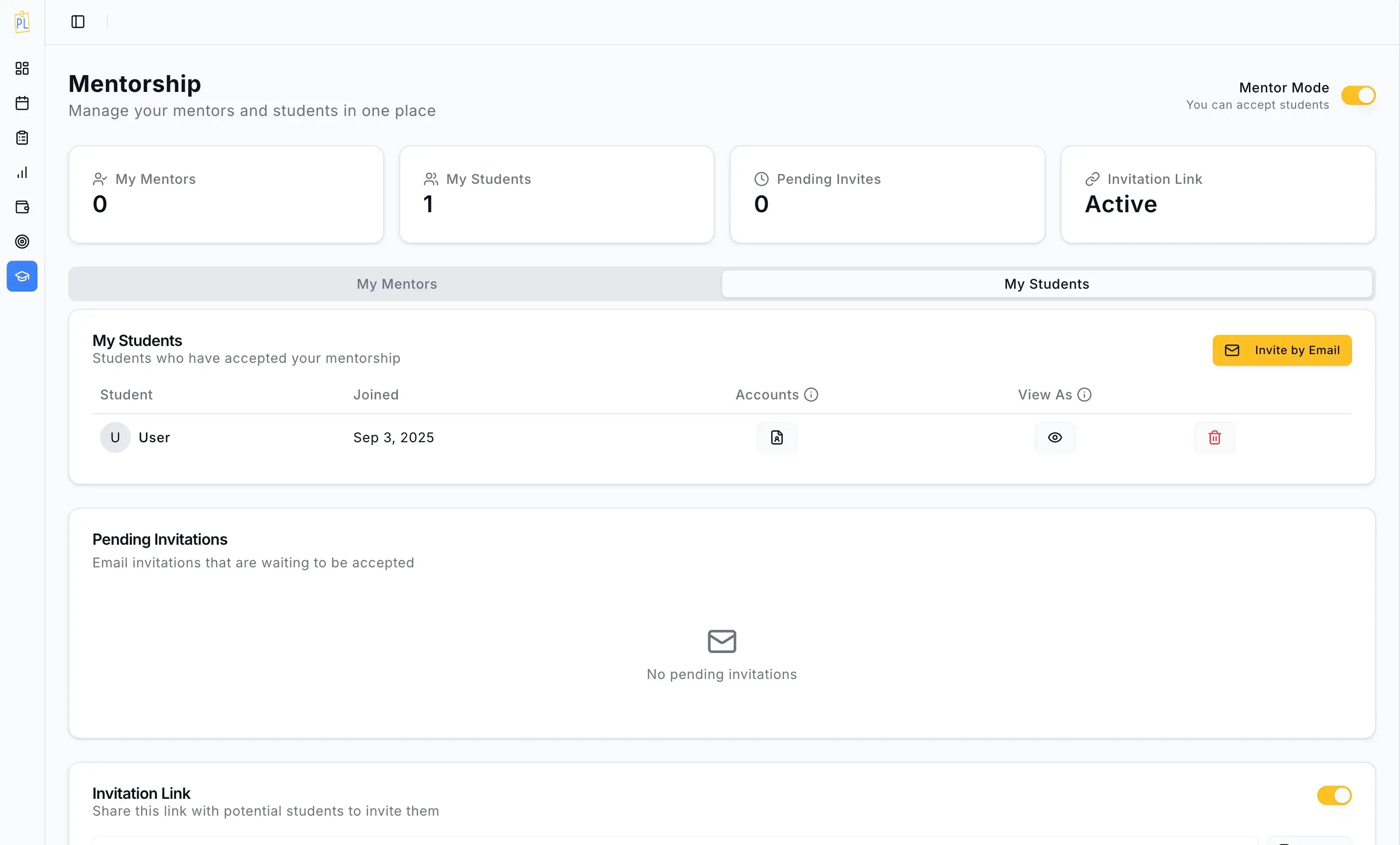 Mentorship Platform Interface